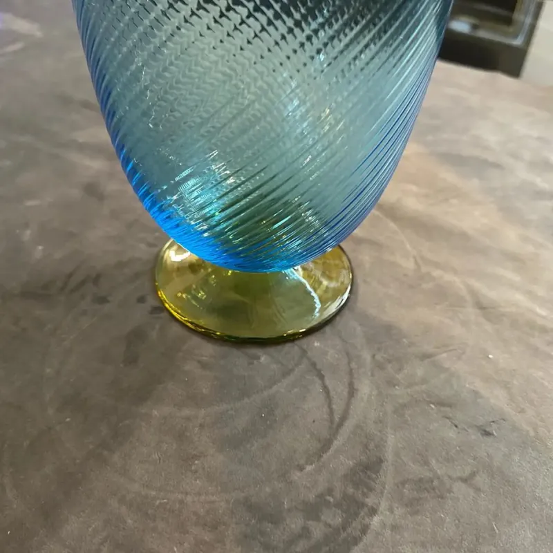 Best Pamono Modern Blue and Yellow Murano Glass Vase by Carlo Moretti, 1980s