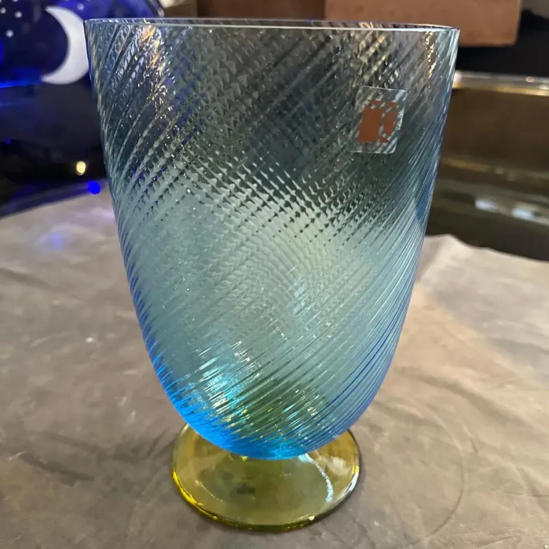 Best Pamono Modern Blue and Yellow Murano Glass Vase by Carlo Moretti, 1980s