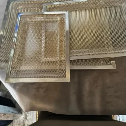 Pamono Modern Brass and Acrylic Trays in the style of Dior Home, 1970s, Set of 3><noscript><img width=