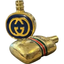 Pamono Modern Brass and Enamel Scent Bottles from Gucci, 1980s, Set of 2