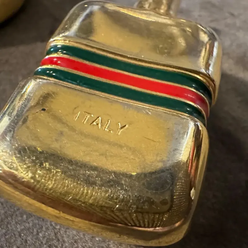 Pamono Modern Brass and Enamel Scent Bottles from Gucci, 1980s, Set of 2