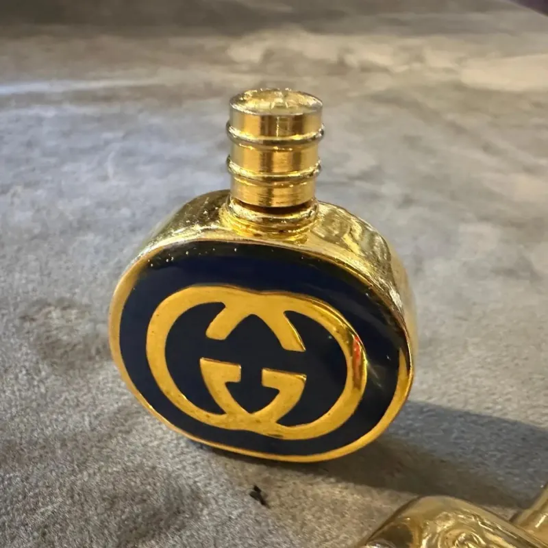 Pamono Modern Brass and Enamel Scent Bottles from Gucci, 1980s, Set of 2