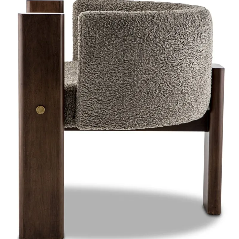 Outlet Pamono Modern Brass and Grey Boucle Malta 3 Leg Dining Chair by Egg Designs