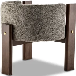 Outlet Pamono Modern Brass and Grey Boucle Malta 3 Leg Dining Chair by Egg Designs