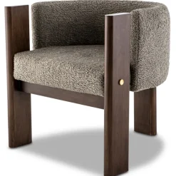 Outlet Pamono Modern Brass and Grey Boucle Malta 3 Leg Dining Chair by Egg Designs