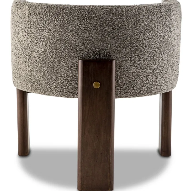 Outlet Pamono Modern Brass and Grey Boucle Malta 3 Leg Dining Chair by Egg Designs