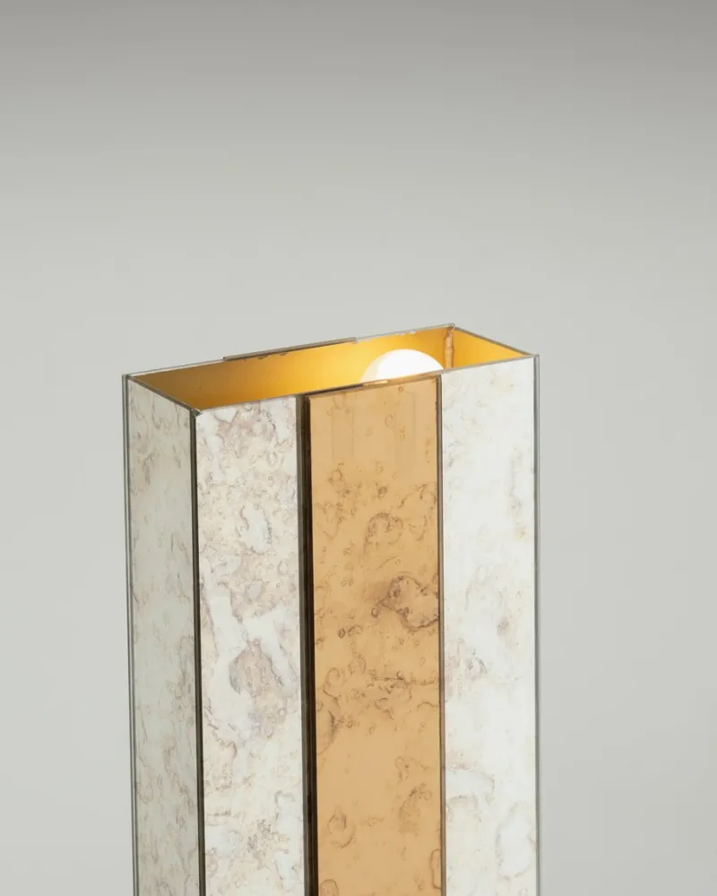 Sale Pamono Modern Brass and Mirror Floor Lamp, 1970s