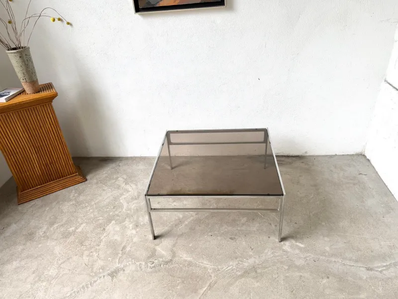 Pamono Modern Chrome and Smoked Glass Coffee Table, 1970> Coffee & Side Tables