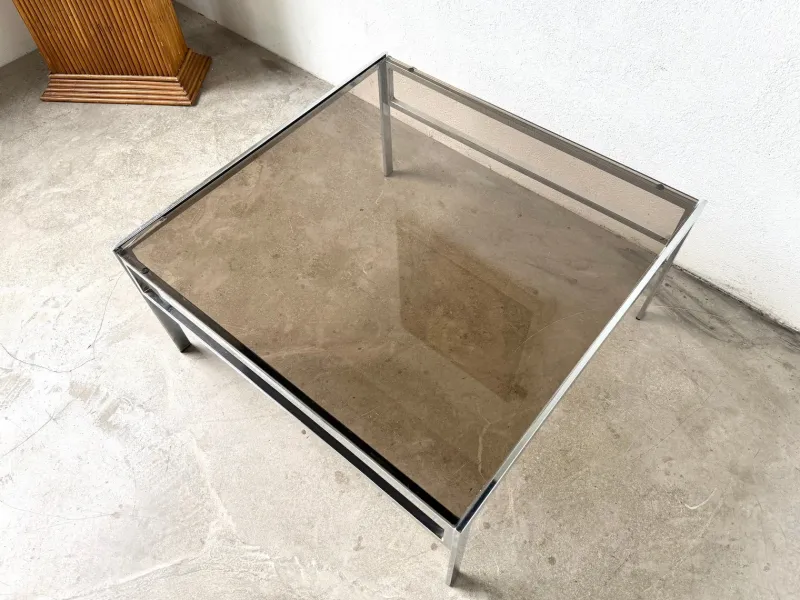 Pamono Modern Chrome and Smoked Glass Coffee Table, 1970> Coffee & Side Tables