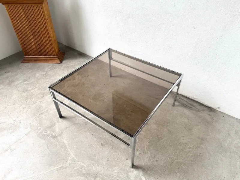 Pamono Modern Chrome and Smoked Glass Coffee Table, 1970> Coffee & Side Tables
