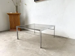 Pamono Modern Chrome and Smoked Glass Coffee Table, 1970><noscript><img width=