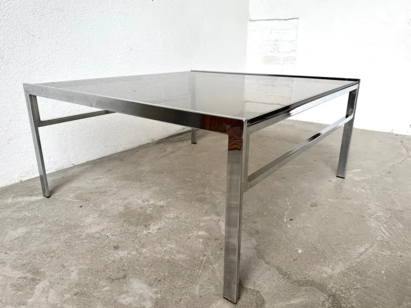 Pamono Modern Chrome and Smoked Glass Coffee Table, 1970> Coffee & Side Tables