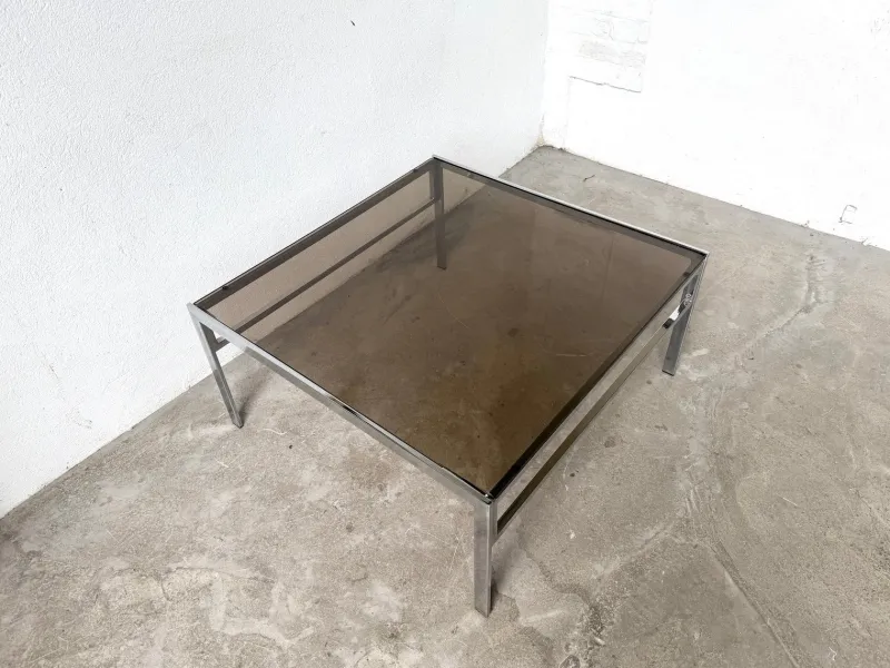 Pamono Modern Chrome and Smoked Glass Coffee Table, 1970> Coffee & Side Tables