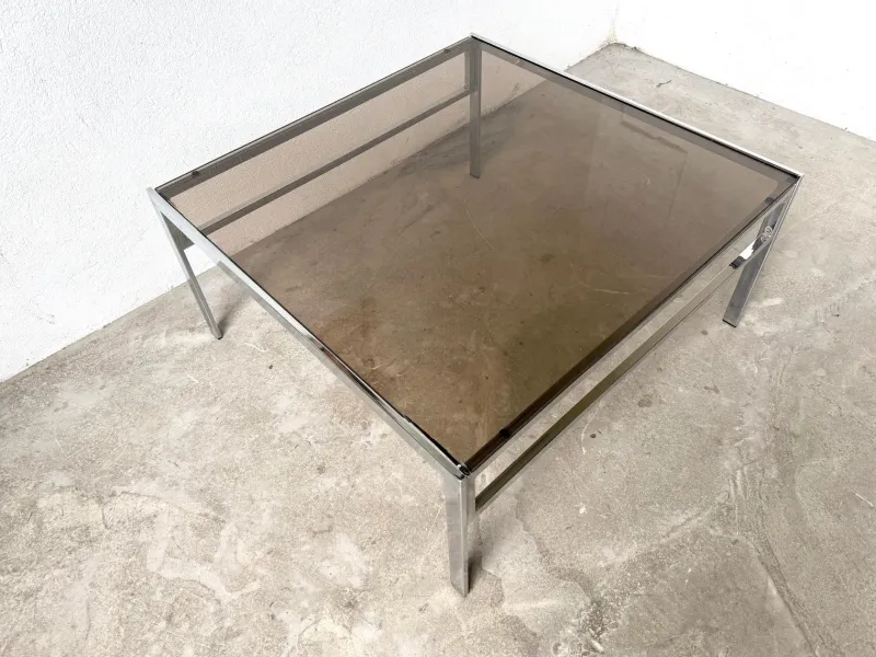 Pamono Modern Chrome and Smoked Glass Coffee Table, 1970> Coffee & Side Tables