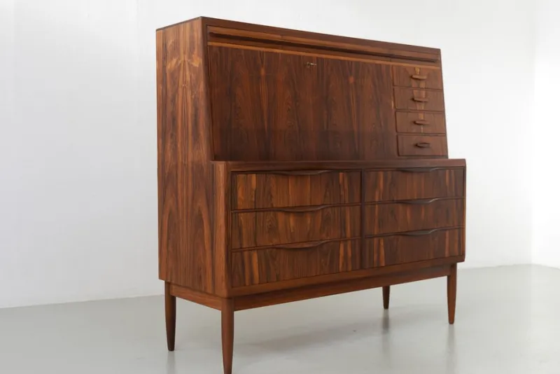 Pamono Modern Danish Rosewood Secretary Desk attributed to Erling Torvits, 1960s> Secretaires