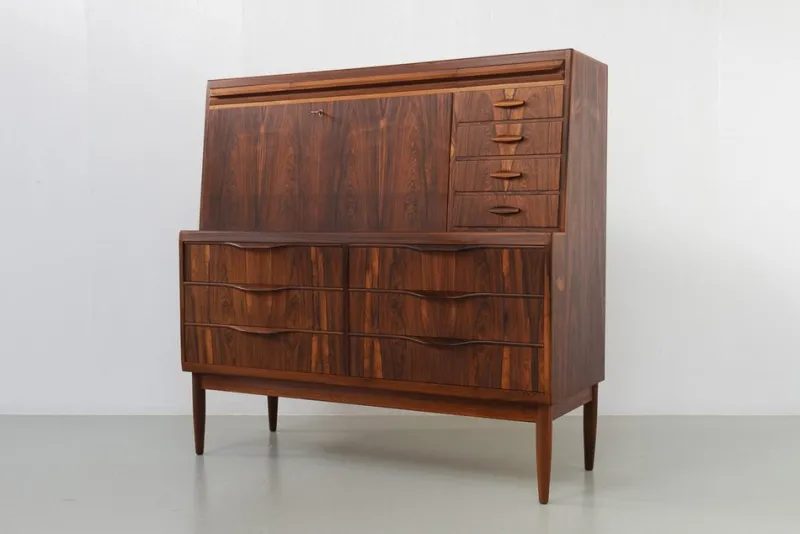 Pamono Modern Danish Rosewood Secretary Desk attributed to Erling Torvits, 1960s> Secretaires