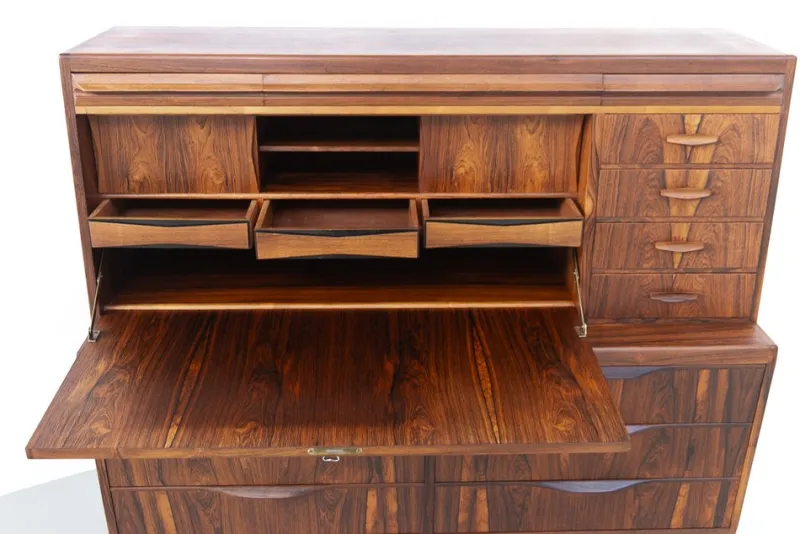 Pamono Modern Danish Rosewood Secretary Desk attributed to Erling Torvits, 1960s> Secretaires