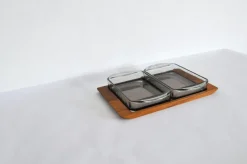 Sale Pamono Modern Danish Teak Serving Tray with Glass Bowls by Wiggers, Denmark, 1960s, Set of 3