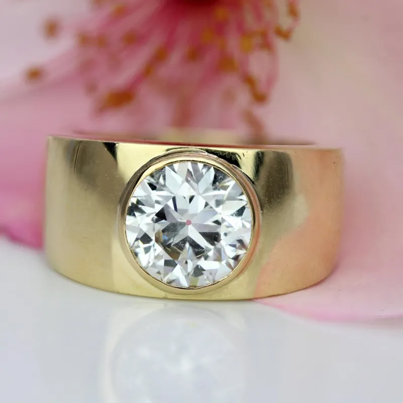 Outlet Pamono Modern French Diamond 18 Karat Yellow Gold Bangle Ring