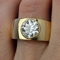 Outlet Pamono Modern French Diamond 18 Karat Yellow Gold Bangle Ring
