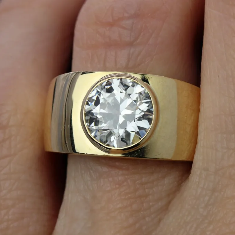 Outlet Pamono Modern French Diamond 18 Karat Yellow Gold Bangle Ring