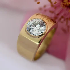 Outlet Pamono Modern French Diamond 18 Karat Yellow Gold Bangle Ring