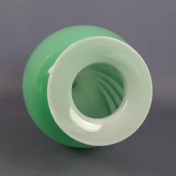 Clearance Pamono Modern Green and White Striped Murano Glass Vase by Carlo Moretti, 1970s