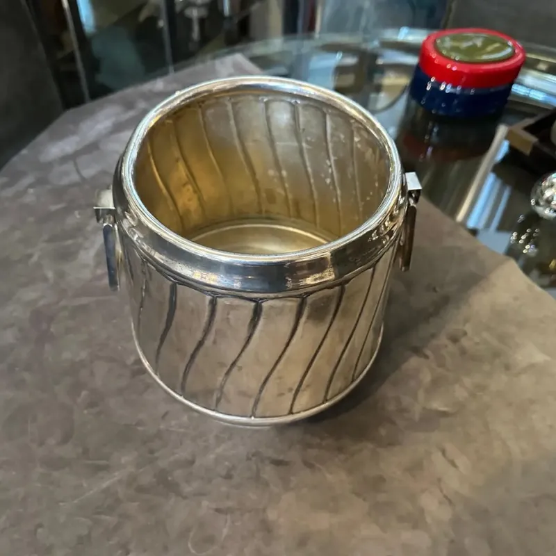 Pamono Modern Italian Silver Plated Wine Cooler by Calegaro, 1980s> Ice Buckets & Wine Coolers