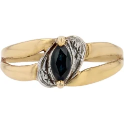 New Pamono Modern Marquise Sapphire 18 Karat Yellow White Gold Ring