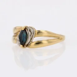 New Pamono Modern Marquise Sapphire 18 Karat Yellow White Gold Ring
