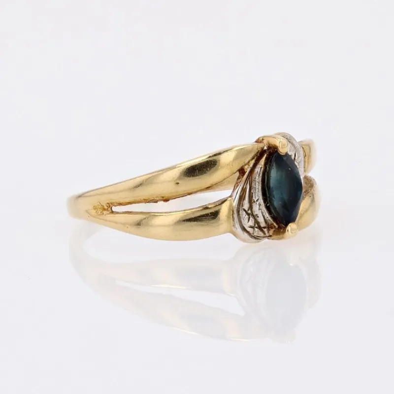 New Pamono Modern Marquise Sapphire 18 Karat Yellow White Gold Ring