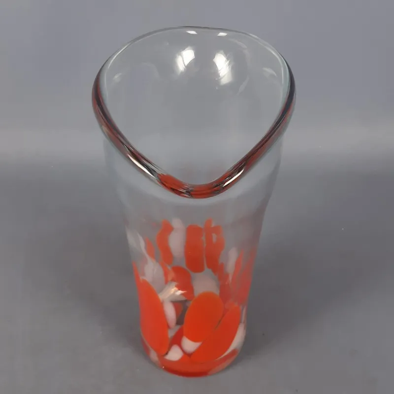 Clearance Pamono Modern Red and White Spotted Murano Glass Vase, 1970s
