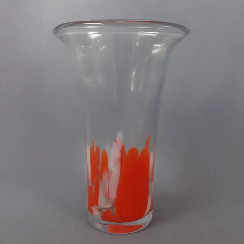 Clearance Pamono Modern Red and White Spotted Murano Glass Vase, 1970s