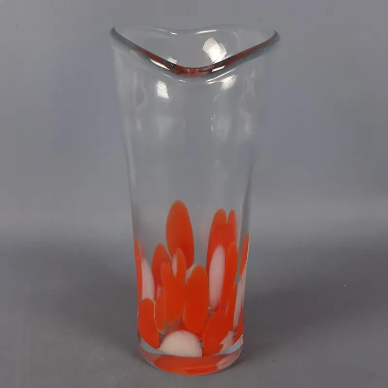 Clearance Pamono Modern Red and White Spotted Murano Glass Vase, 1970s