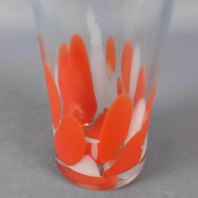 Clearance Pamono Modern Red and White Spotted Murano Glass Vase, 1970s
