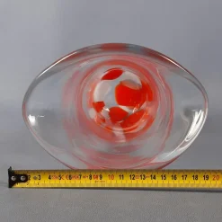 Clearance Pamono Modern Red and White Spotted Murano Glass Vase, 1970s