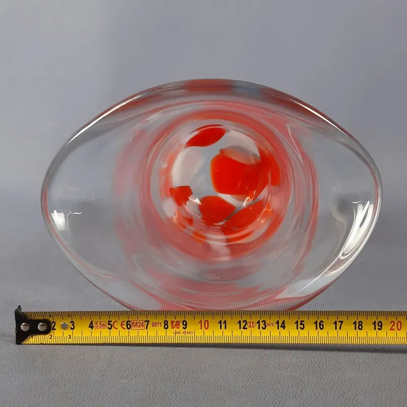 Clearance Pamono Modern Red and White Spotted Murano Glass Vase, 1970s