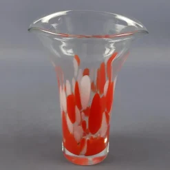 Clearance Pamono Modern Red and White Spotted Murano Glass Vase, 1970s