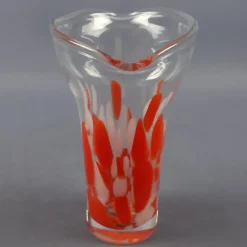 Clearance Pamono Modern Red and White Spotted Murano Glass Vase, 1970s