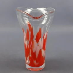 Clearance Pamono Modern Red and White Spotted Murano Glass Vase, 1970s
