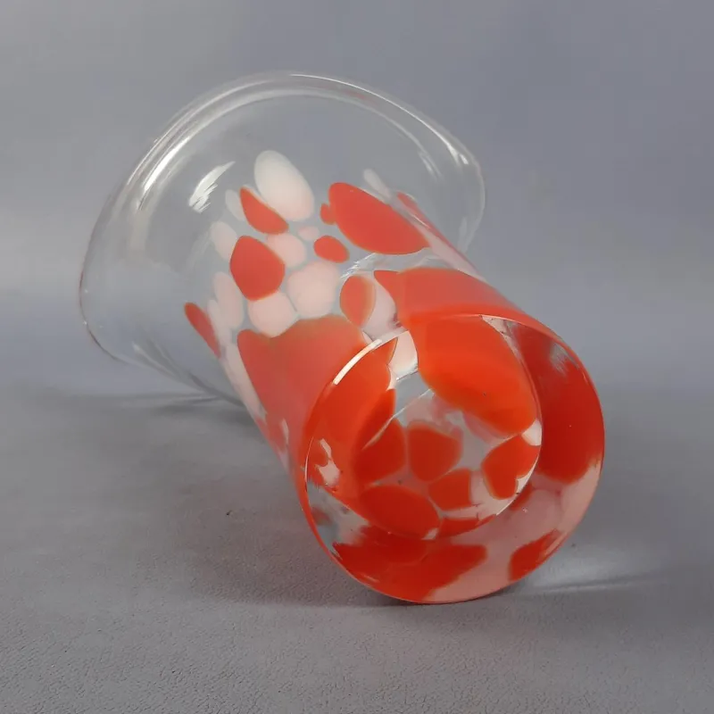 Clearance Pamono Modern Red and White Spotted Murano Glass Vase, 1970s