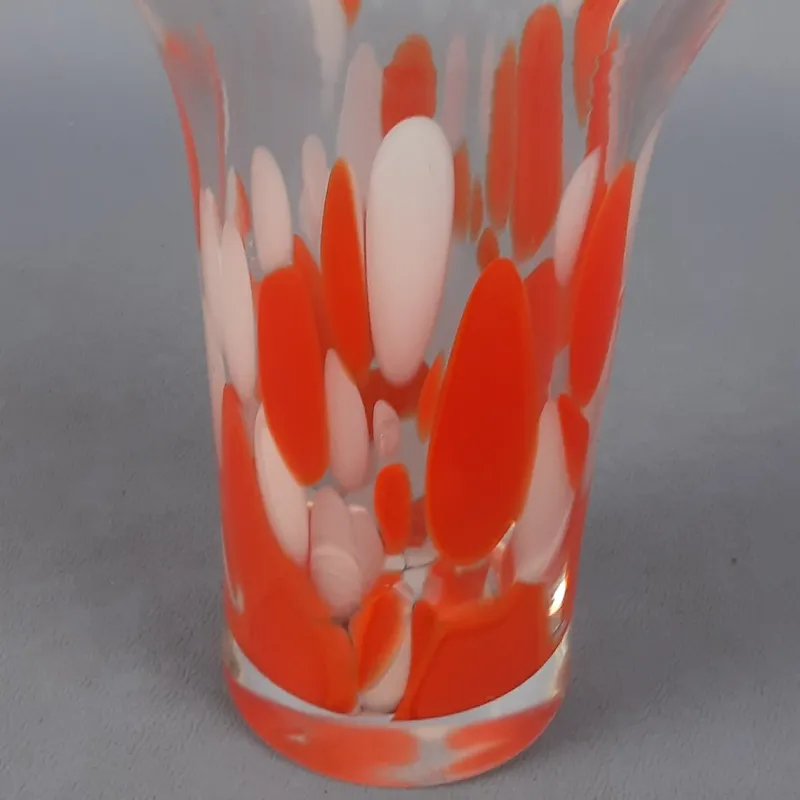 Clearance Pamono Modern Red and White Spotted Murano Glass Vase, 1970s