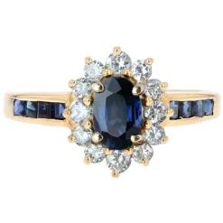 New Pamono Modern Sapphire and Diamonds Ring in 18 Karat Yellow Gold