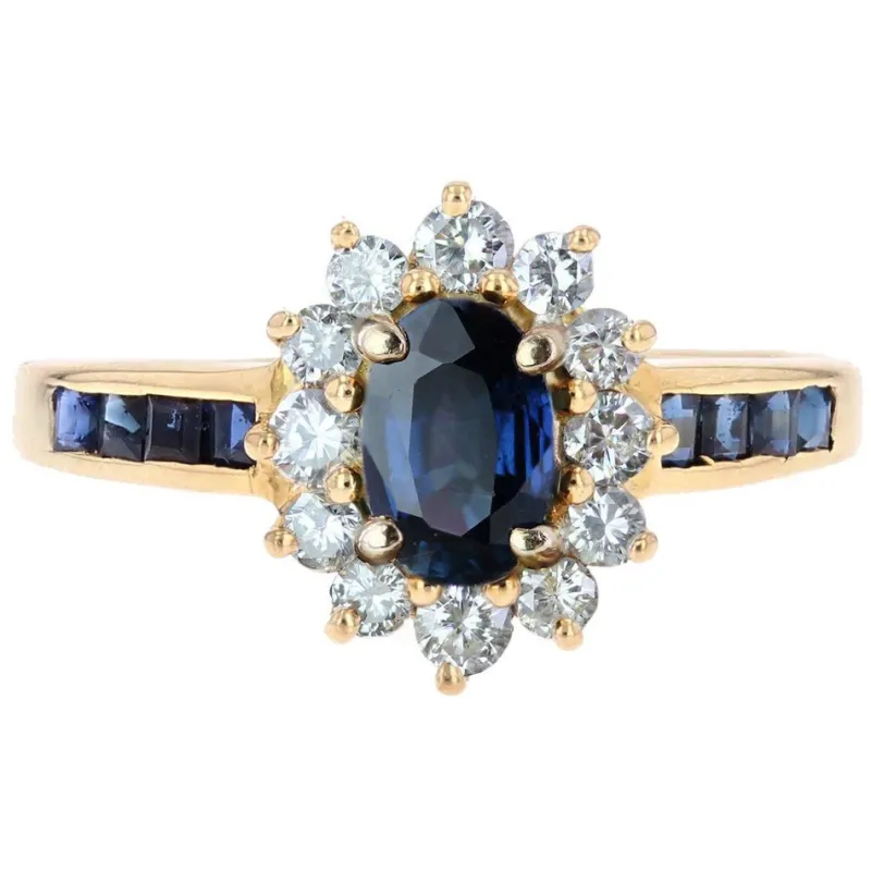 New Pamono Modern Sapphire and Diamonds Ring in 18 Karat Yellow Gold