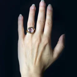 Pamono Modern Second-Hand Amethyst 18 Karat Yellow Gold Swirl Ring> Rings