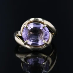 Pamono Modern Second-Hand Amethyst 18 Karat Yellow Gold Swirl Ring><noscript><img width=