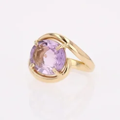 Pamono Modern Second-Hand Amethyst 18 Karat Yellow Gold Swirl Ring><noscript><img width=
