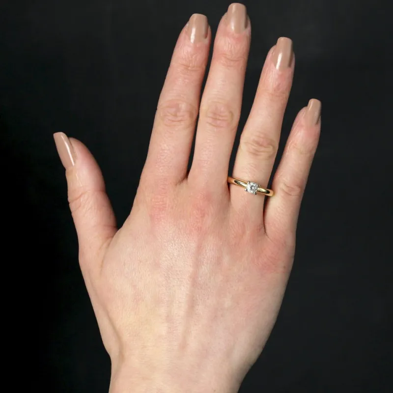 Online Pamono Modern Second-Hand Diamond 18 Karat Yellow Gold Solitaire Ring