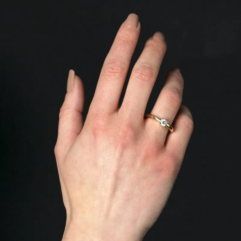 Online Pamono Modern Second-Hand Diamond 18 Karat Yellow Gold Solitaire Ring
