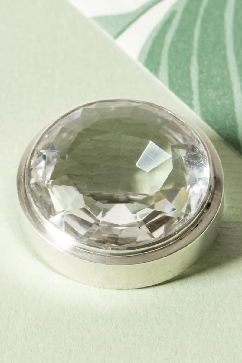 Pamono Modern Silver and Rock Crystal Brooch by Anders Högberg, 1972> Brooches